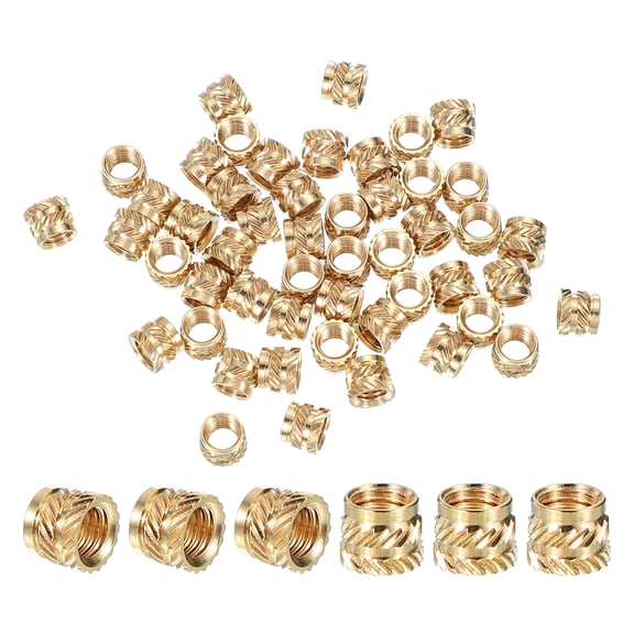 M5x5.8x7.1 mm Brass Threaded Insert, Metric knurled Nuts Heat Set Insert for Plastic & 3D Printing Components, 100 Pcs
