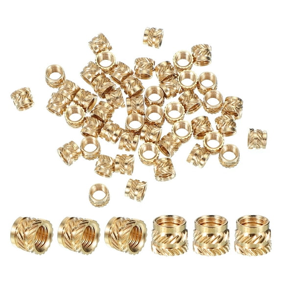M5x5.8x7.1 mm Brass Threaded Insert, Metric knurled Nuts Heat Set Insert for Plastic & 3D Printing Components, 40 Pcs