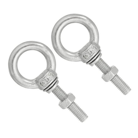M5x60 3/16"x0.98" Stainless Steel Eye Bolts Threaded Screw Eyebolt Shoulder Ring with Nuts Washers 2 Set