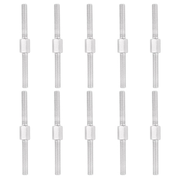M5x60mm Double End Threaded Stud Screw, 10pcs 304 Stainless Steel Hex Bolt