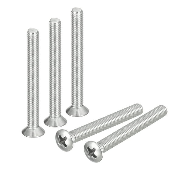 M5x60mm Oval Head Phillips Machine Screws, 25 Pack 304 Stainless Steel Slightly Raised Countersunk Head Screws