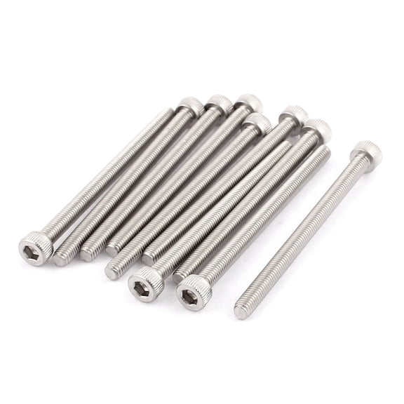 M5x70mm Thread 304 Stainless Steel Hex Socket Head Cap Screw Bolt DIN912 10pcs