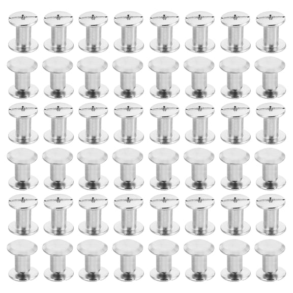 M5x8mm Chicago Screws, 100 Sets Brass Chicago Screw Phillips Binding Post Rivets for Leather Belt Scrapbook, Silvery