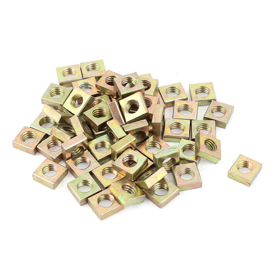 M5x8x3mm Zinc Plated Square Machine Screw Nuts Brass Tone 50Pcs