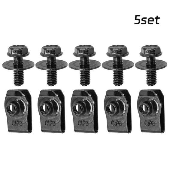 M6-1.0 Extruded U Nuts & Hex Head - Body Bolts Kits, Replaces 11503834 11503714 11503716, for Engine Cover Splashshield, Bumper Radiator, Hood Panel