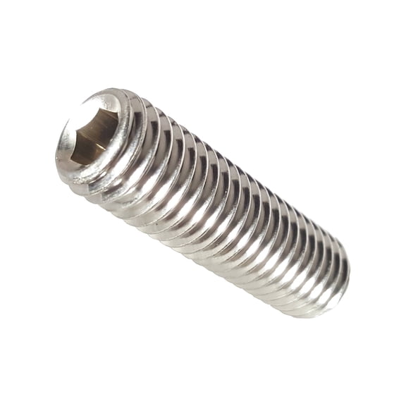 M6-1.00 x 25MM Socket Set Screws, Allen Socket Drive, Din 916, Stainless Steel A2, Full Thread, Bright Finish, Cup Point, Quantity 50 By Fastenere