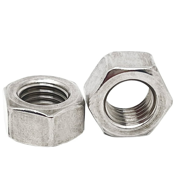 M6-1.0mm Pitch 304 Stainless Steel Left Hand Thread Hex Nuts - 10pcs