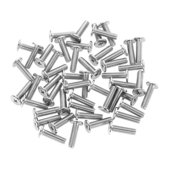 M6-1 x 22mm 50Pack Metal Flat Round Head Screws Phillips Drive Machine Bolt