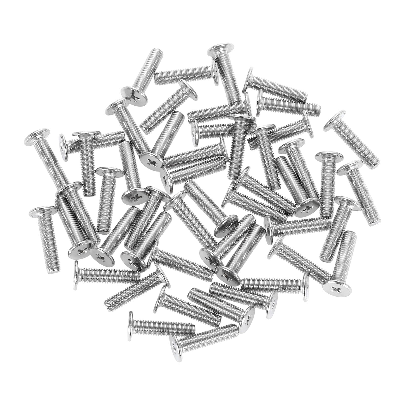 M6-1 x 25mm 50Pack Metal Flat Round Head Screws Phillips Drive Machine Bolt