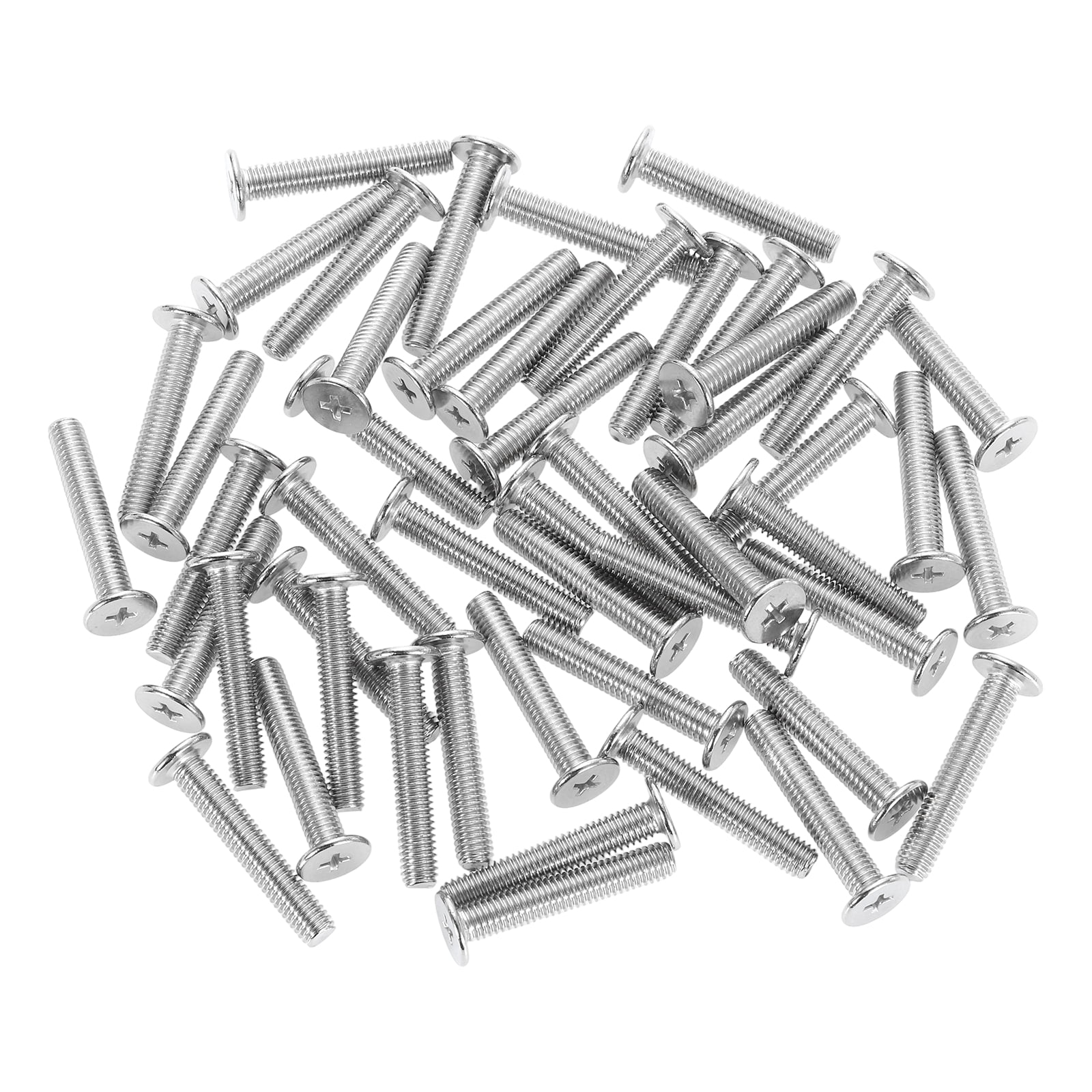 M6-1 x 35mm 50Pack Metal Flat Round Head Screws Phillips Drive Machine Bolt