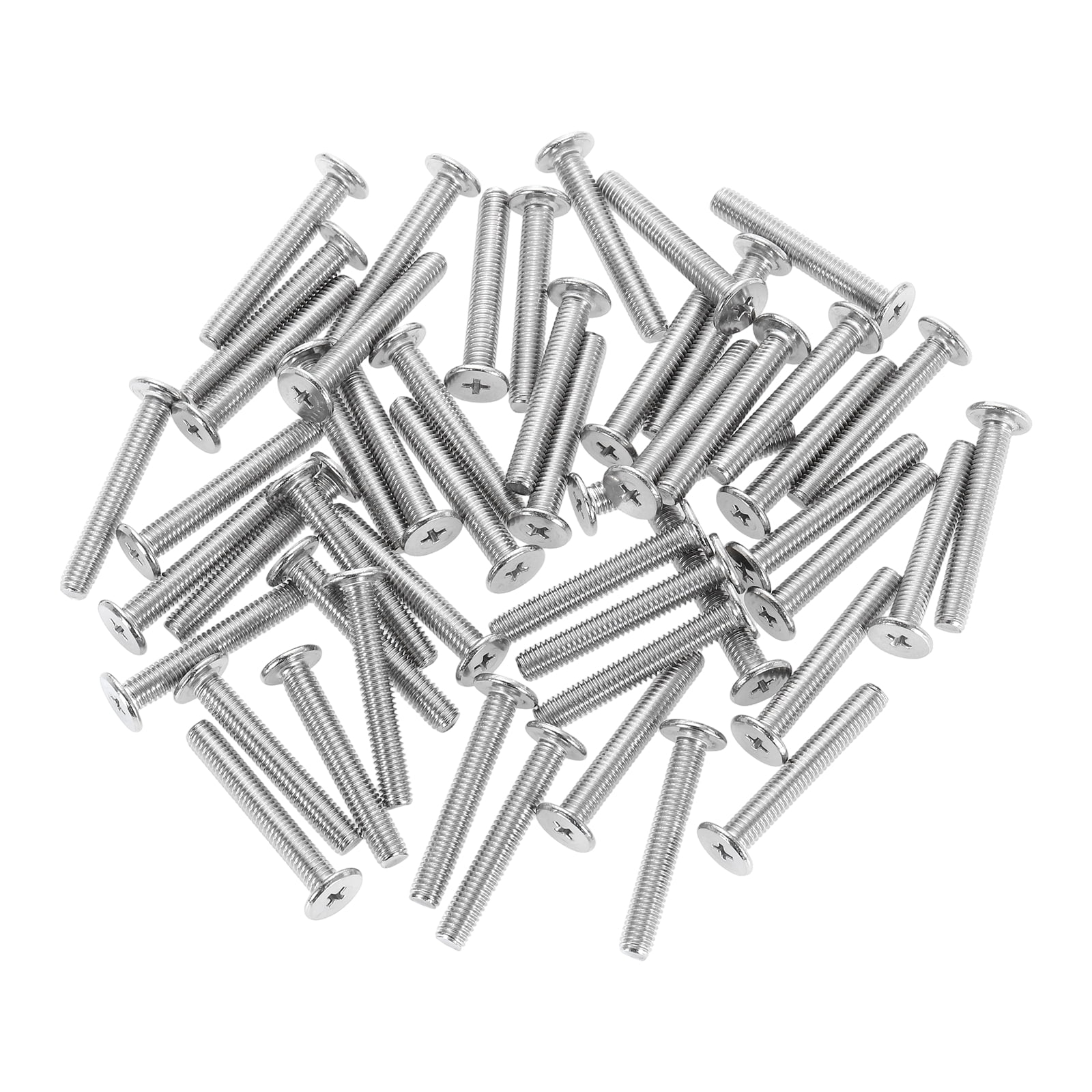 M6-1 x 40mm 100Pack Metal Flat Round Head Screws Phillips Drive Machine Bolt