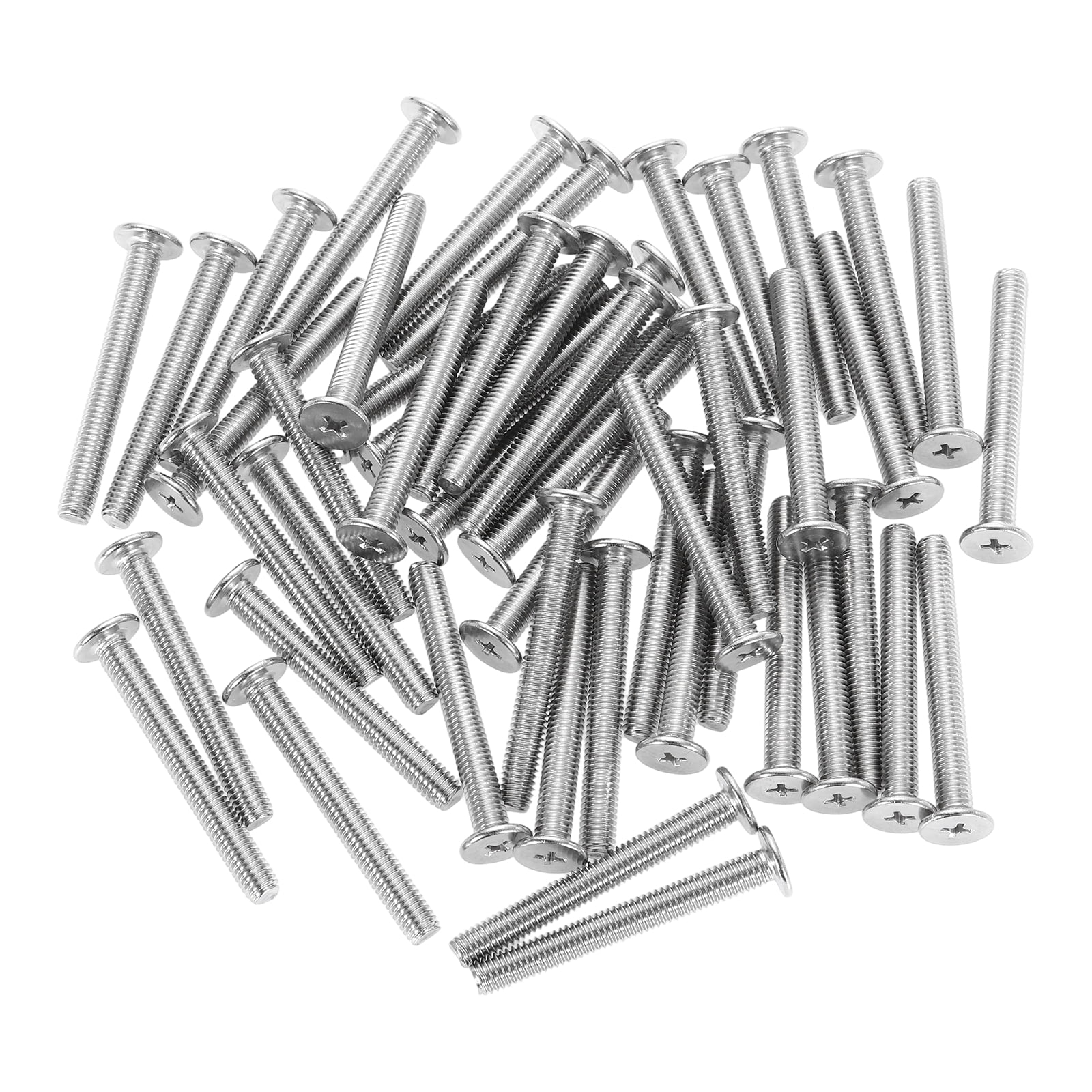 M6-1 x 50mm 50Pack Metal Flat Round Head Screws Phillips Drive Machine Bolt