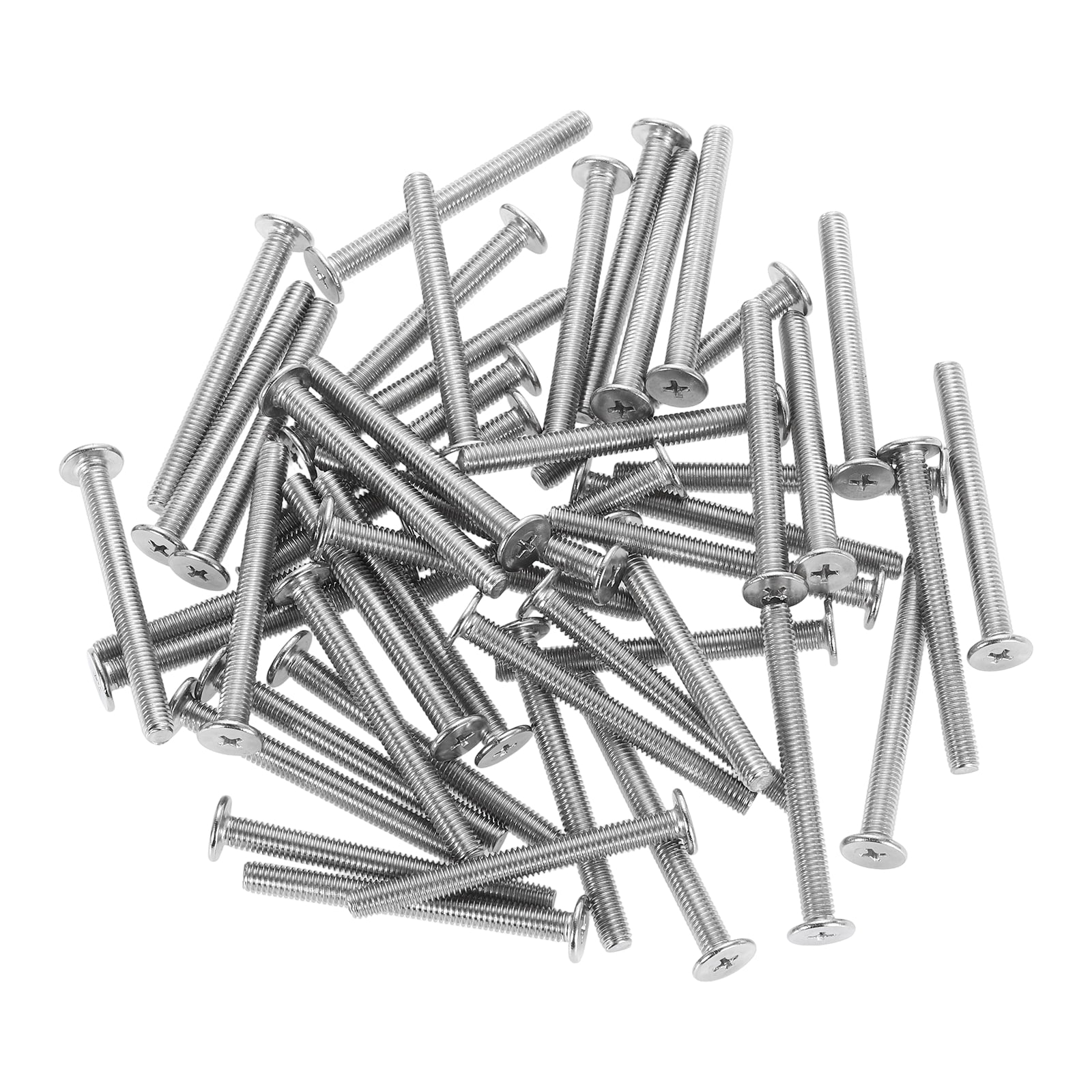 M6-1 x 60mm 50Pack Metal Flat Round Head Screws Phillips Drive Machine Bolt