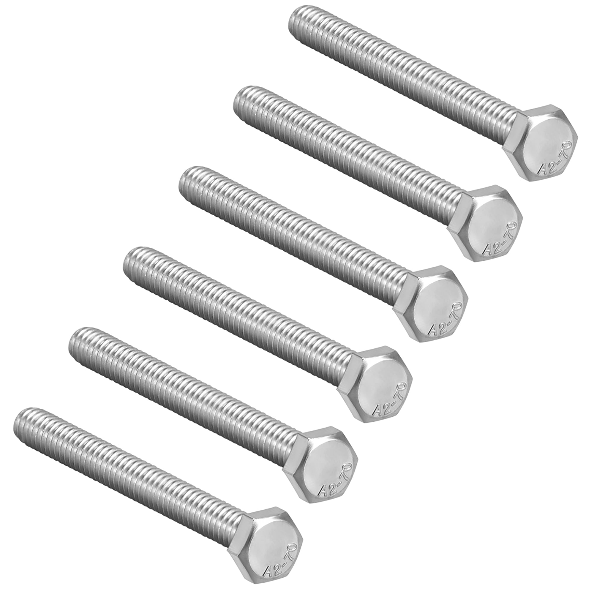 4 PCS M10-1.5x55mm 304 Stainless Steel Hex Head Machine Bolts, Grade A2-70, Fully Threaded
