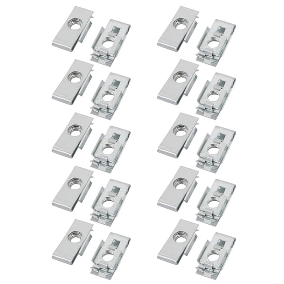 M6 24mmx10mm Iron White Zinc Plated Extruded U Nut Clip 20Pcs