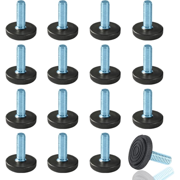 M6 Adjustable Furniture Levelers Table Feet Screw in Threaded, Screw on Chair Foot Glides Leveling for Tables, Chairs, Furniture Legs-16 Pcs