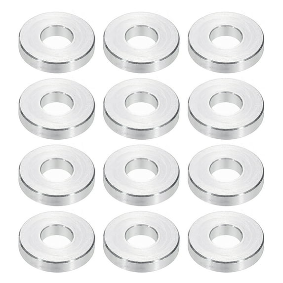M6 Aluminum Spacers, 12 Pcs Metal Spacers Aluminum 6.2mm ID x 15mm OD x 3.5mm L Aluminum Spacer Screw Standoff Round for 1/4 or M6 Screw Bolts
