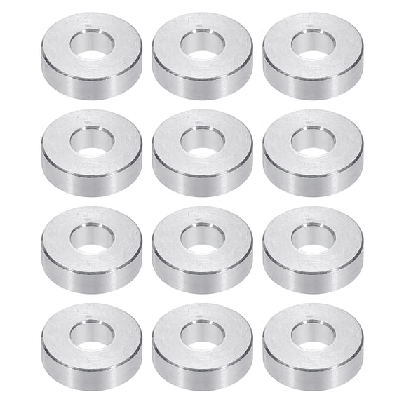 M6 Aluminum Spacers, 12 Pcs Metal Spacers Aluminum 6.2mm ID x 15mm OD x 4.5mm L Aluminum Spacer Screw Standoff Round for 1/4 or M6 Screw Bolts