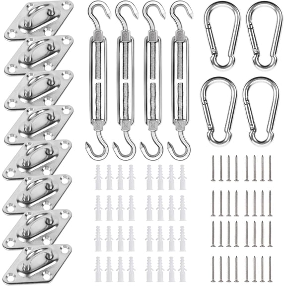 M6 Awning Attachment Set, Heavy Duty Sun Shade Sail Stainless Steel Hardware Kit for Triangle and Square, Rectangle, Sun Shade Sail Fixing Accessories D