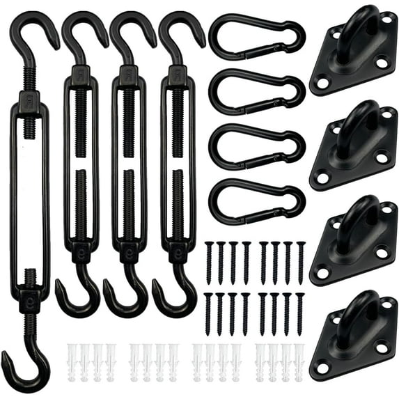 M6 Awning Attachment Set, Shade Sail Installation Kit, 304 Stainless Steel Anti-Rust Hardware, 12-Piece Set with 16 Screws for Square and Triangular Shade Sails D