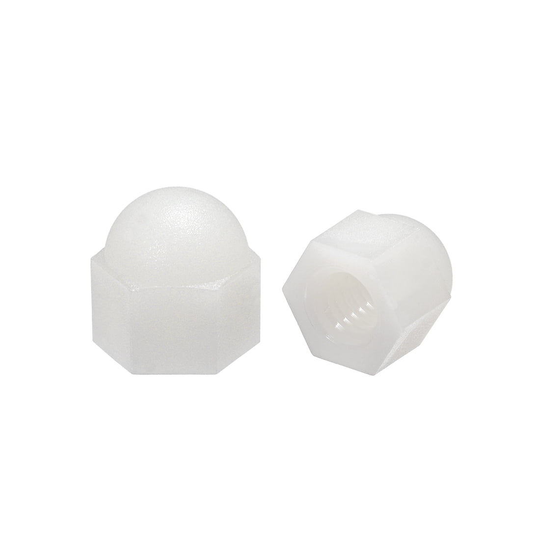 Uxcell 10 Pack M6 Nylon Acorn Cap Nuts - Hex Dome Head Nuts, 10mm Width, 11mm Height, White