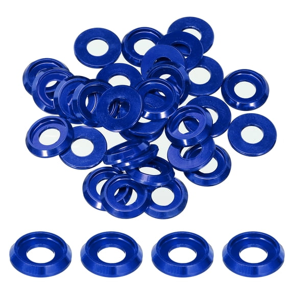 Uxcell M6 Cone Cup Countersunk Washers Hole Dia 0.24" Aluminum 30Pcs Deep Blue