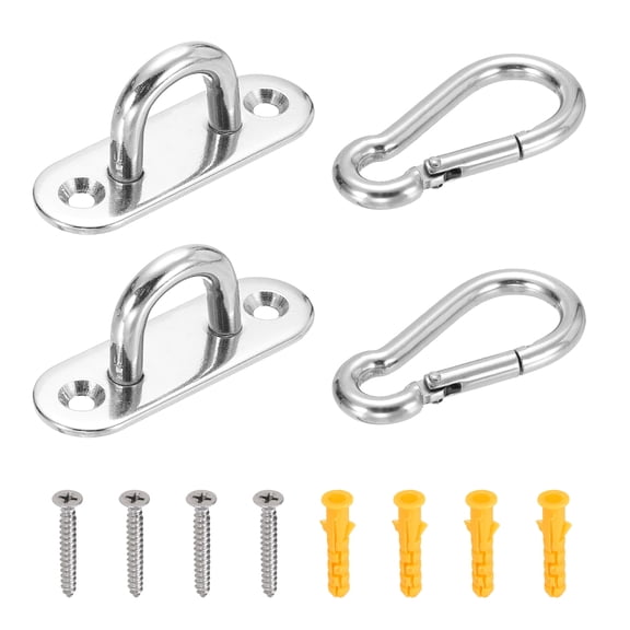 M6 Eyelet Bracket Set Elliptic Hook Plate and Hook, Silver