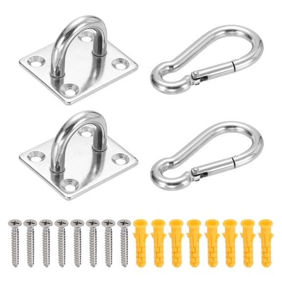 M6 Eyelet Bracket Set Square Hook Plate and Hook, Silver