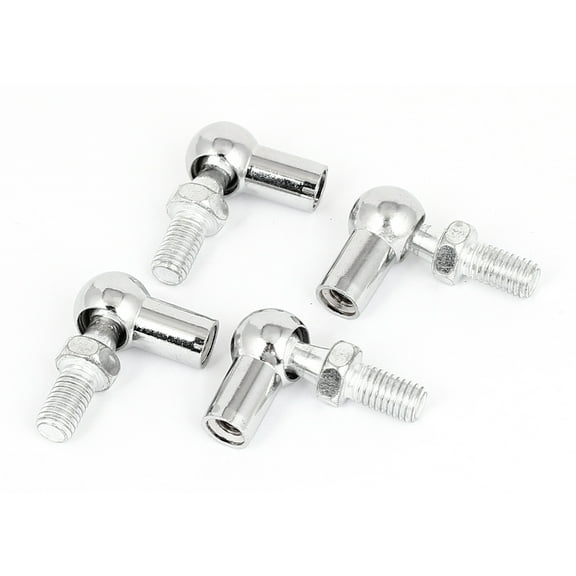 M6 Female M8 Male Thread Dia Metal L Shaped Ball Joint Rod End Bearing 4Pcs