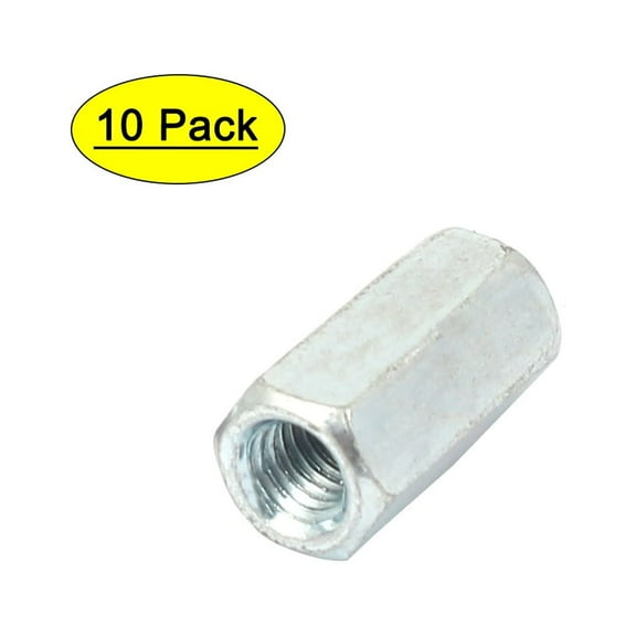 M6 Female Thread Straight Hex Rod Coupling Connector Nuts 10 Pcs