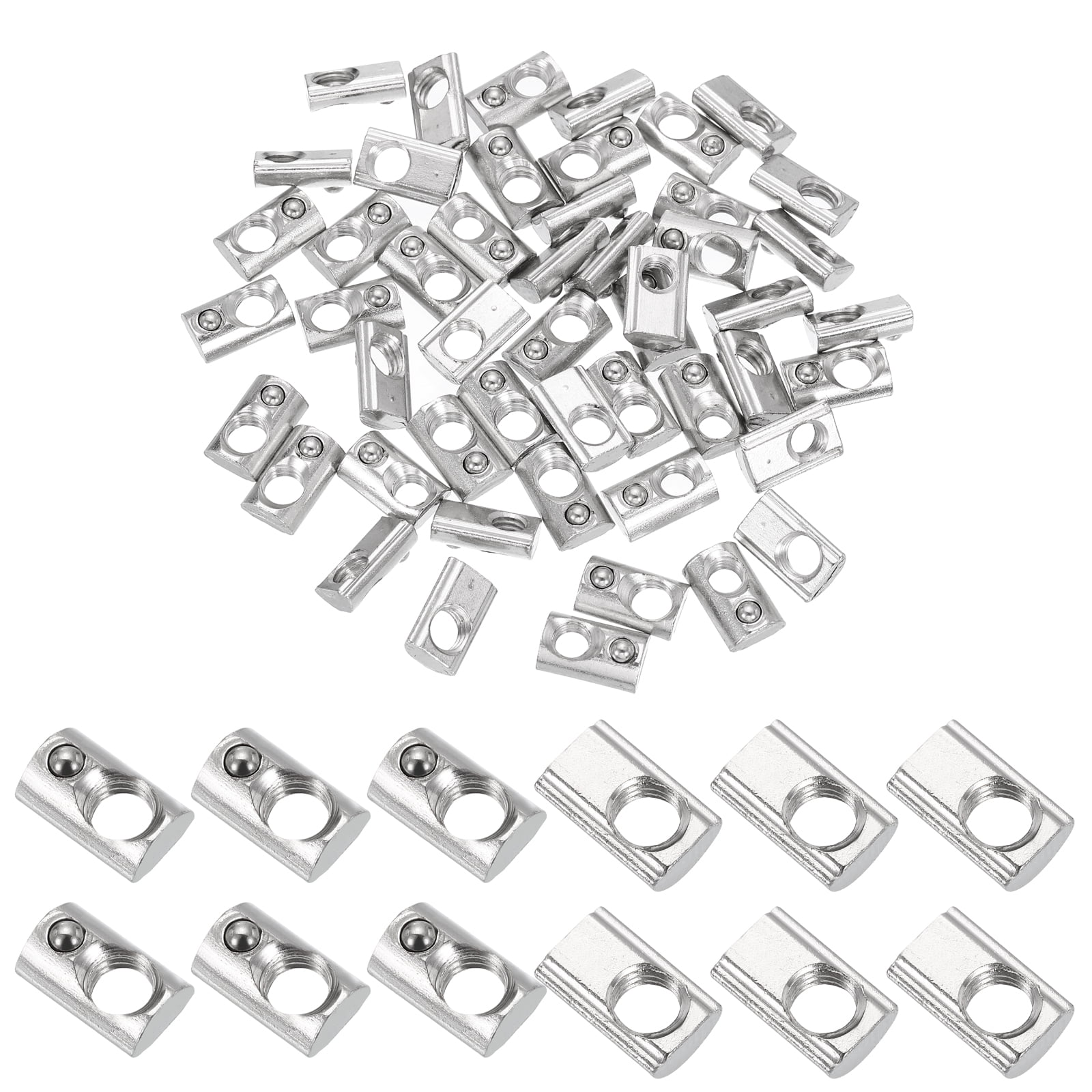PATIKIL M5 Spring T-Nuts – 50-Pack, Carbon Steel, Half-Round Design, For 2020 Series Aluminum Extrusion, 6mm Slot – 3D Printer & Furniture Assembly