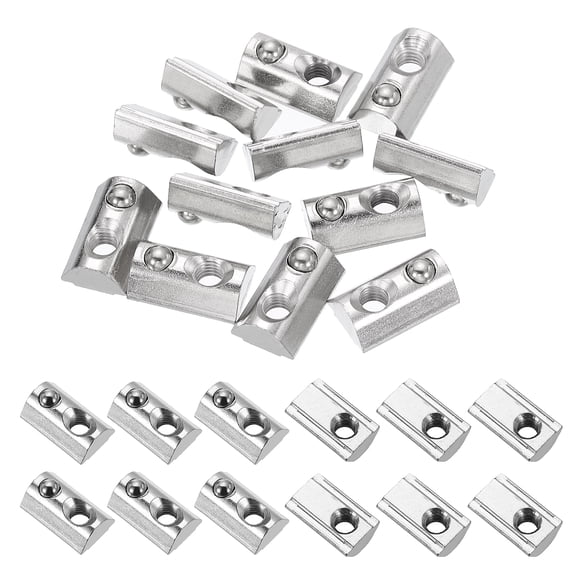 M6 Half Round Roll in Spring T Nuts 4040 Series Carbon Steel T Slot Spring Nuts Silver, 12 Pcs