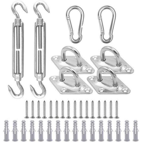 M6 Heavy Duty Sun Shade Sail Hardware Kit for Garden Rectangle and Square Sun Shade Sail Installation - 304 Stainless Steel Sun Shade Sail Fixing Hardware Accessories Kit(24 pcs)