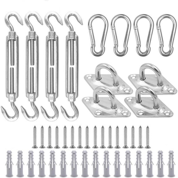 M6 Heavy Duty Sun Shade Sail Hardware Kit for Garden Rectangle and Square Sun Shade Sail Installation, Awning Attachment Set - 304 Stainless Steel Sun Shade Sail Fixing Kit