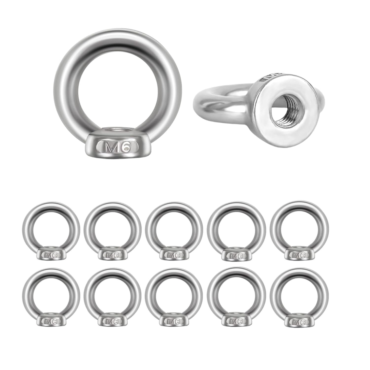 All Thread Cabling M6 Lifting Eye Nuts 12 Pack 304 Stainless Steel Female Threaded ...
