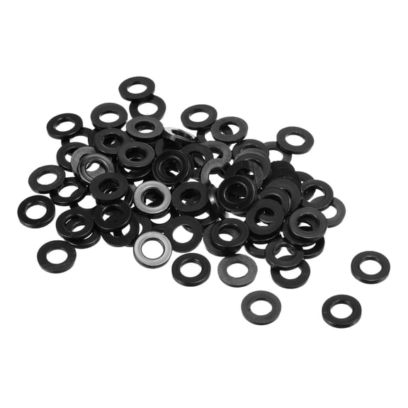 M6 Nylon Flat Washer, 100 Pack 6mm ID 12mm OD Sealing Spacer Gasket Ring for Faucet Pipe Fastener Bolt, Black