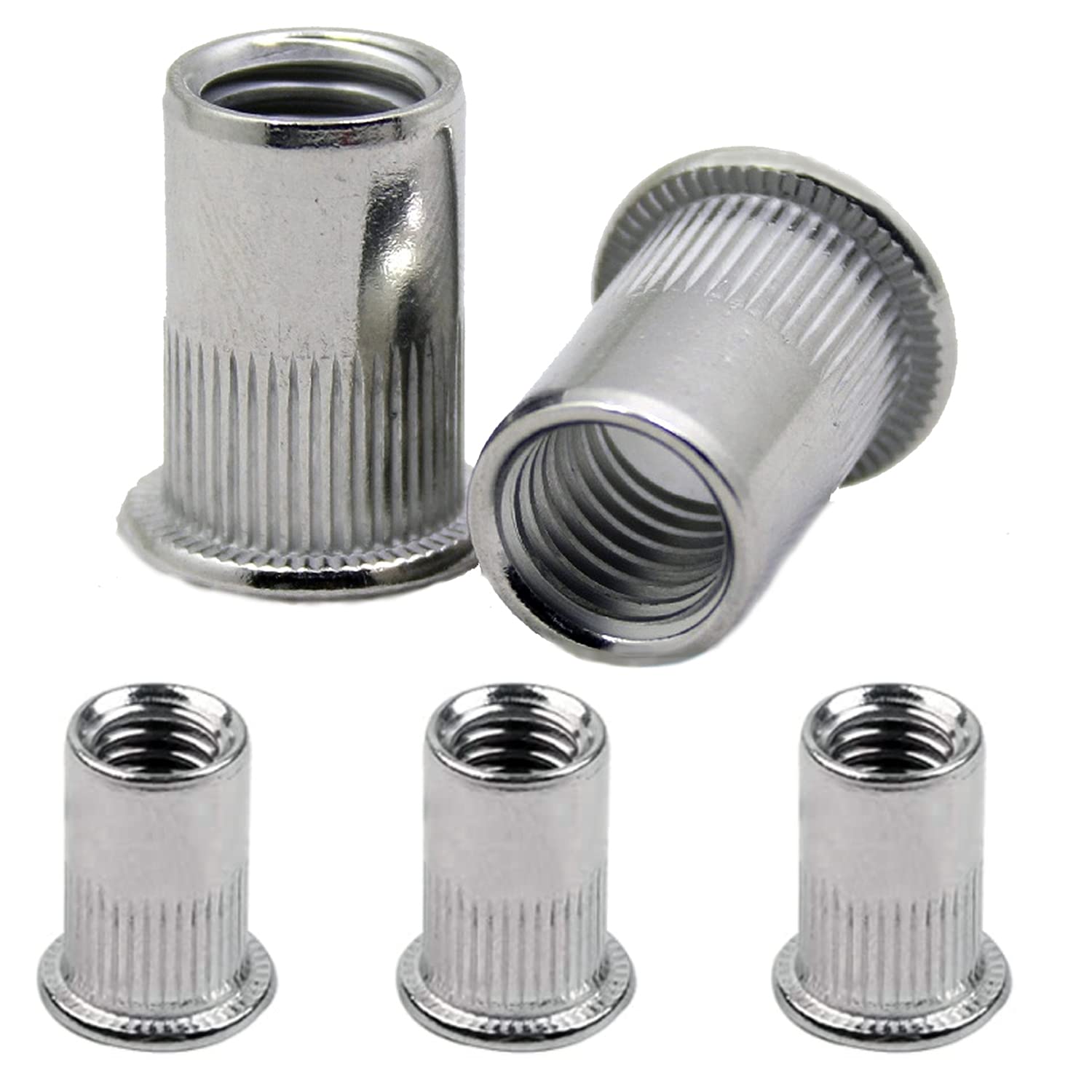 M6 Rivet Nut Insert, 100pcs M6 Flat Head Nuts Aluminum Stainless Steel