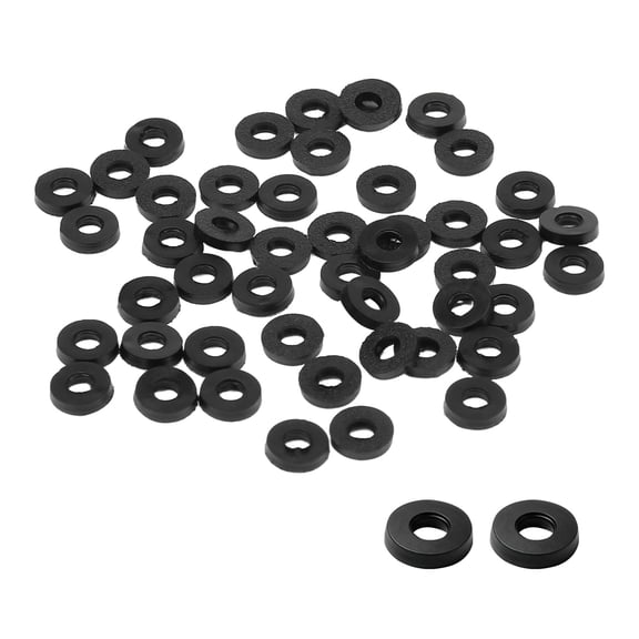 M6 Rubber Washers, 6mm ID x 13mm OD x 1.6mm Thick, Black, 50 Pack | Neoprene, Flat Gasket Seal, For Faucet Repair, Hose Grommet, Screw Spacers, Hardware and Plumbing Fitting