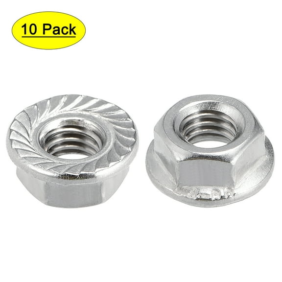 M6 Serrated Flange Hex Lock Nuts 316 Stainless Steel 10 Pcs