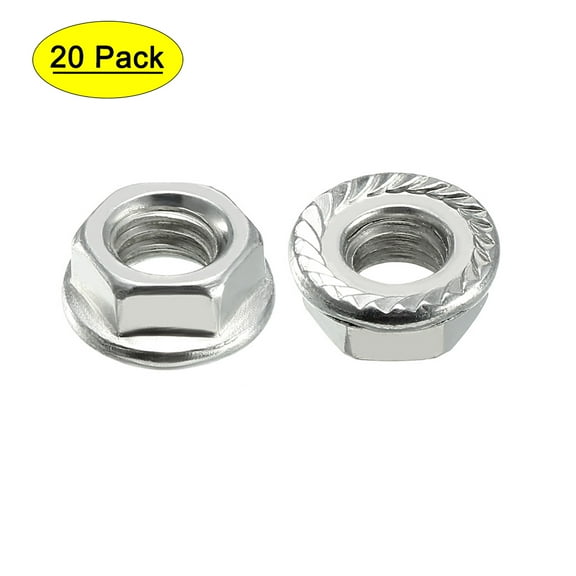 M6 Serrated Flange Hex Lock Nuts Carbon Steel 20 Pack