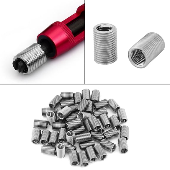 M6 Stainless Steel Thread Inserts, 50pcs, Repair  Strengthen Screw Threads, 3D Length