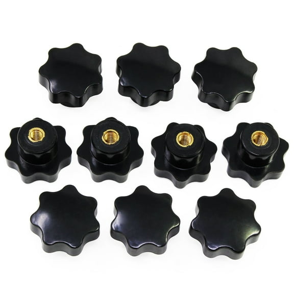 M6 Star Knobs, Female Thread Knurled Knob, Black Plastic Handle Tightening Knobs for Mechanical Equipment