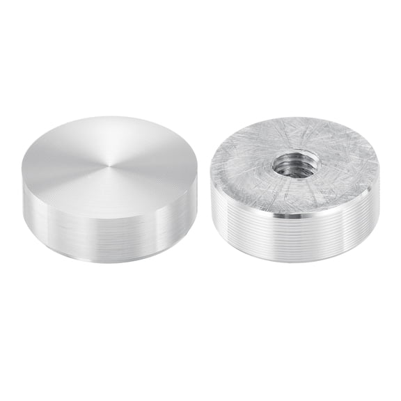 M6 Thread 20mm Diameter Round Shape Aluminum Disc Hardware 2pack, Aluminum Circle Disc Glass Top Adapter, Silver