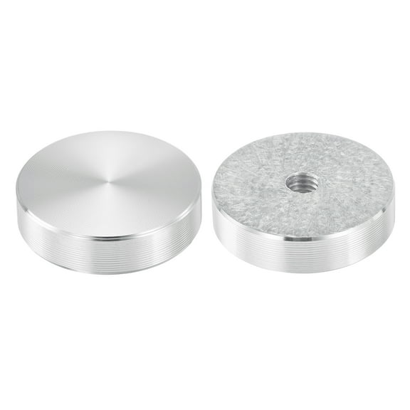 M6 Thread 30mm Diameter Round Shape Aluminum Disc Hardware 2pack, Aluminum Circle Disc Glass Top Adapter, Silver
