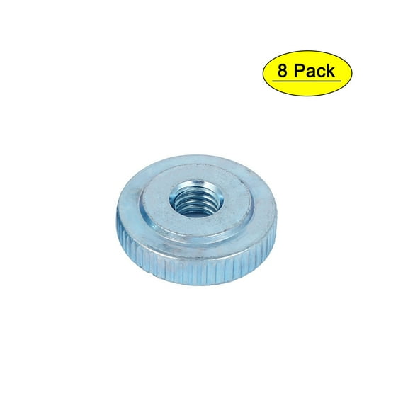 M6 Thread Carbon Steel Thin Type Knurled Flat Thumb Nuts Fastener 8Pcs