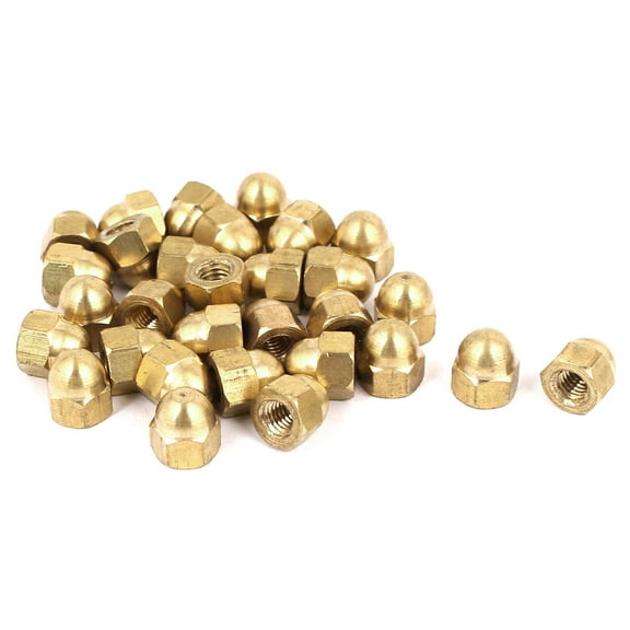 M6 Thread Dia Dome Head Brass Cap Acorn Hex Nuts 30Pcs