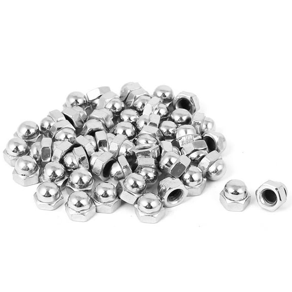 M6 Thread Dia Dome Head Carbide Steel Cap Acorn Hex Nuts 50Pcs