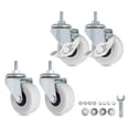 thumbnail image 1 of M6 Threaded Stem Caster Wheels, 2 Inch PVC Silent, No Noise and No Scratch Castor Wheels, Replacement for Tiny Shelving, Slide Storage Cart for Office, Kitchen & Laundry Room, Set of 2 Brake 2 Swivel, 1 of 4