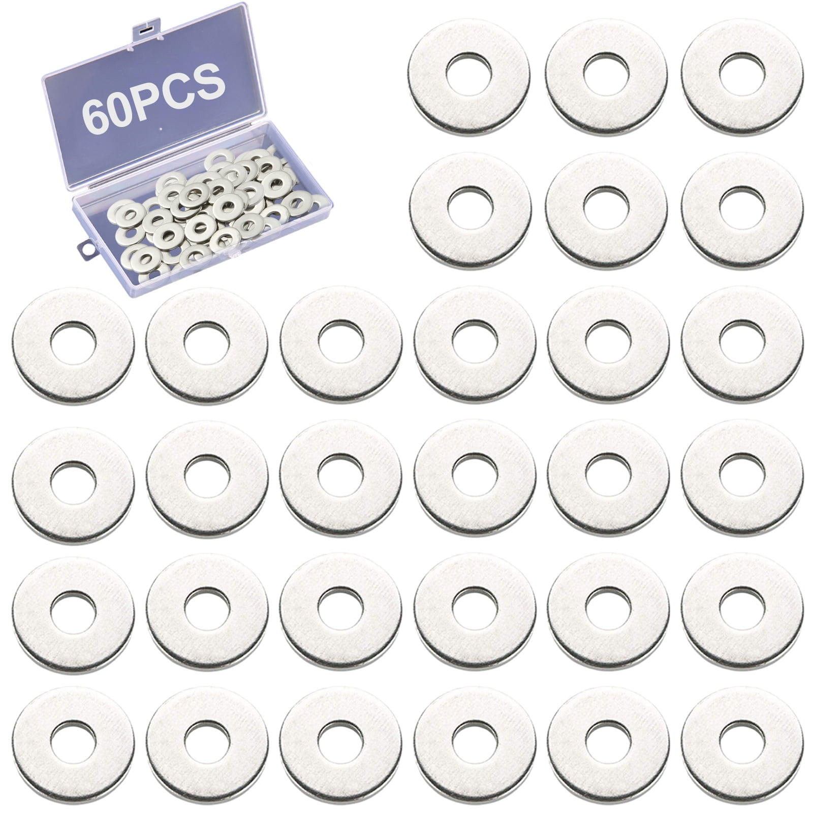M6 Washers, 60 Pcs M6 Penny Washers, Stainless Steel Washers, Large OD Plain Wide Metal Washers