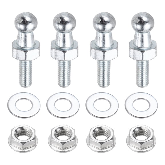 M6 x 0.5" Aluminium Alloy Ball Stud Bolt, Silver 4pcs